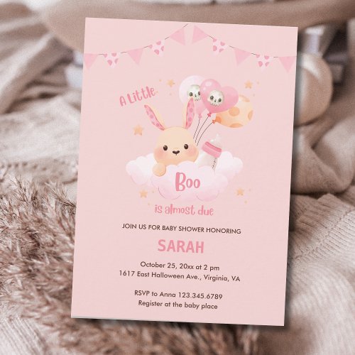 Little Boo Pink Halloween Baby Shower Invitations