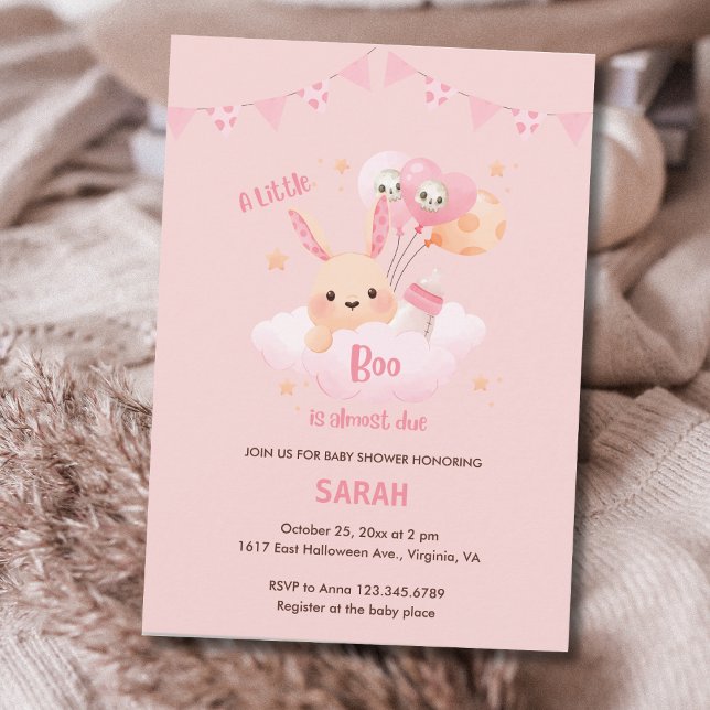 Little Boo Pink Halloween Baby Shower Invitations (Little Boo Pink Halloween Baby Shower Invitations)