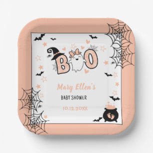 LITTLE BOO PINK HALLOWEEN BABY SHOWER PAPER PLATES