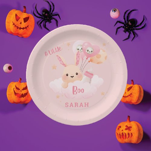 Little Boo Pink Halloween Baby Shower Paper Plates