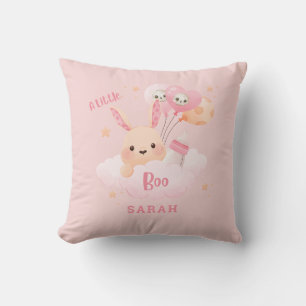 Little Boo Pink Halloween Baby Shower Throw Pillow