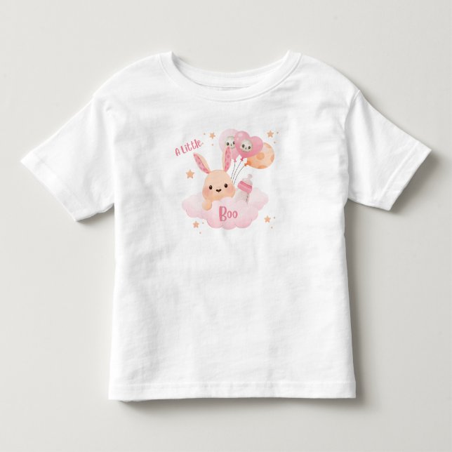Little Boo Pink Halloween Baby Shower Toddler T-shirt (Front)