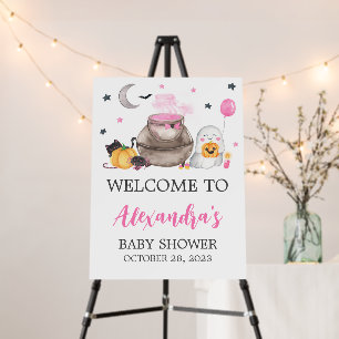 Little Boo Pink Halloween Baby Shower Welcome Sign