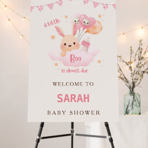 Little Boo Pink Halloween Baby Shower Welcome Sign