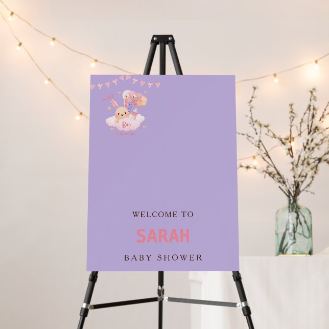 Little Boo Pink Halloween Baby Shower Welcome Sign (In Situ (Stand))