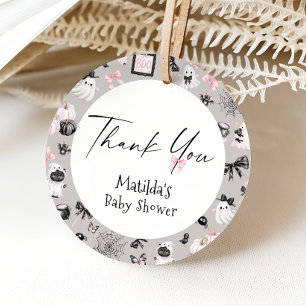 Little Boo Pink Halloween Girl Baby Shower Favor Tags