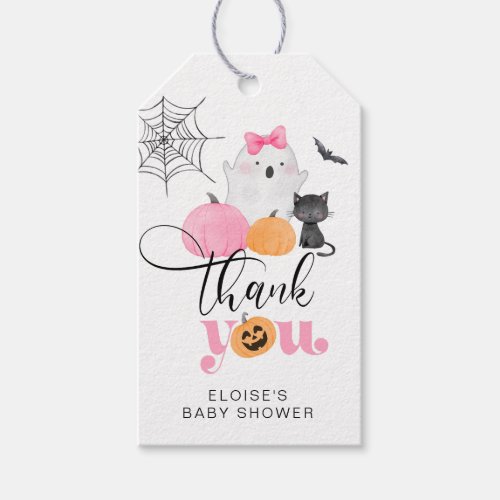 Little Boo pink spooky baby shower thank you Gift Tags
