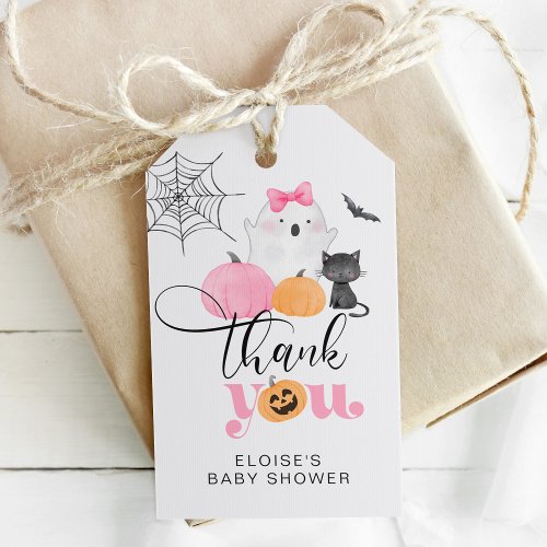 Little Boo pink spooky baby shower thank you Gift Tags