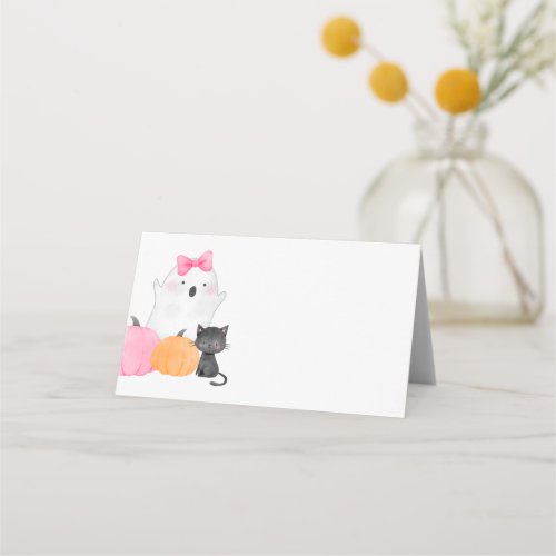 Little Boo pink spooky baby shower thank you Place Card