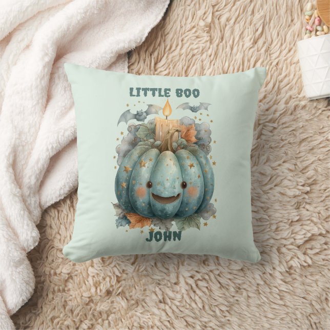 Little Boo Pumpkin for Boys Throw Pillow (Blanket)