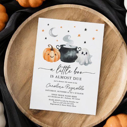 Little Boo Pumpkin Halloween Baby Shower Invitation