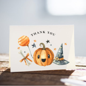 Little Boo Pumpkin Halloween Baby Shower Thank You Card