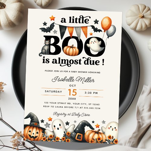 Little Boo Pumpkin Halloween Fall Baby Shower Invitation