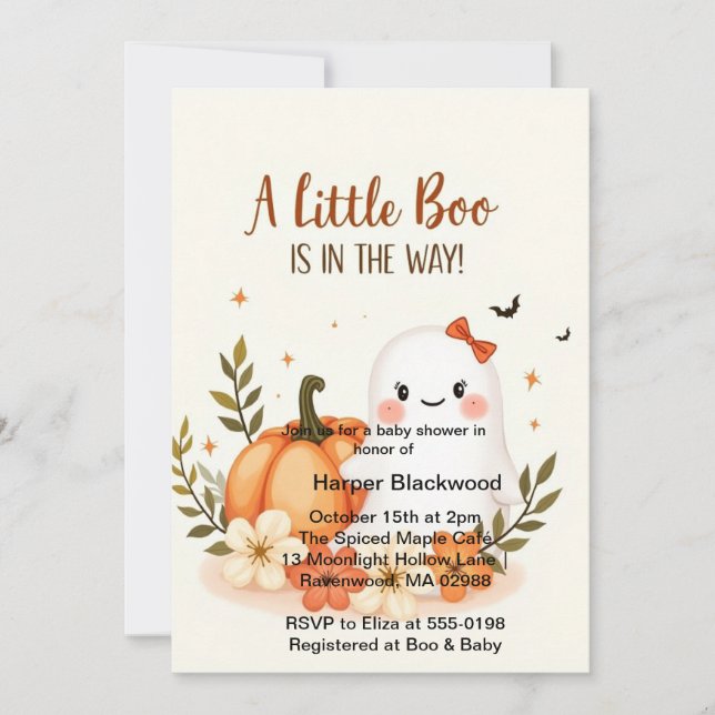 Little Boo Pumpkin Patch Baby Shower Invitation (Front)