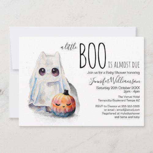Little Boo Puppy and Pumpkin Fall Baby Shower Invitation