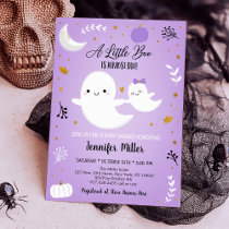 Little Boo Purple Ghost Pumpkin Baby Shower Invitation