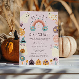Little Boo Retro Groovy Halloween Baby Shower Invitation