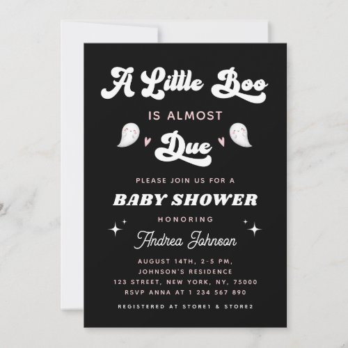 Little Boo Retro Groovy Typography Baby Shower Invitation