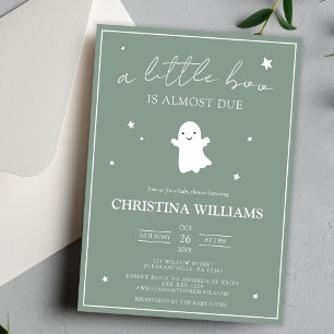 Little Boo Sage Green Gender Neutral Baby Shower I Invitation