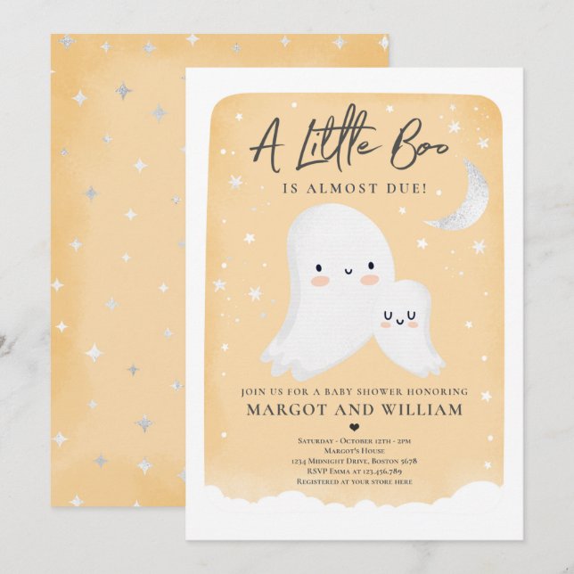 Little Boo Shower Halloween Ghost Baby Shower  Inv Invitation (Front/Back)