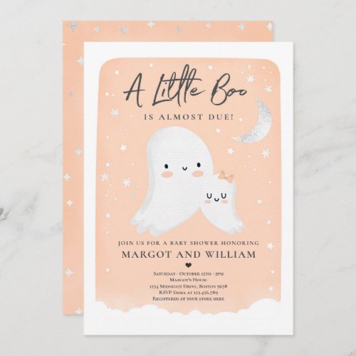 Little Boo Shower Halloween Ghost Baby Shower  Invitation