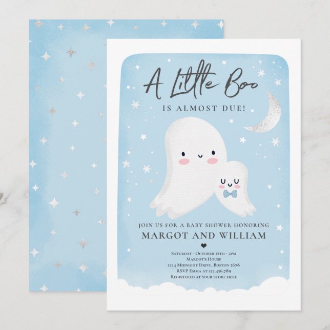 Little Boo Shower Halloween Ghost Baby Shower Invitation (Front/Back)