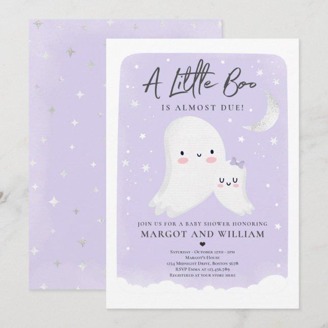 Little Boo Shower Halloween Ghost Baby Shower Invitation (Front/Back)