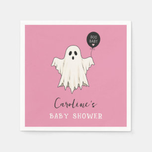 Little Boo Spooky Ghost Fall Baby Girl Shower Pink Napkins