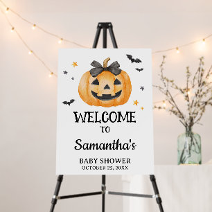 Little Boo Spooky Pumpkin Baby Shower Welcome Sign