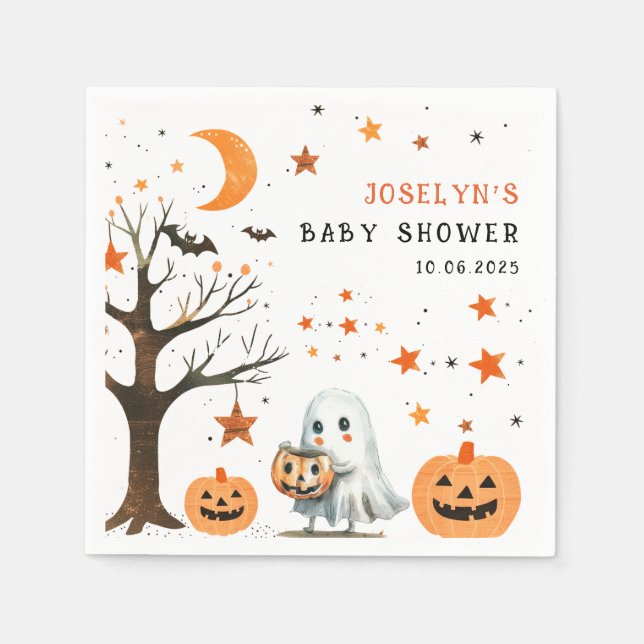 Little BOO Star Pattern Halloween Baby Shower  Napkins (Front)