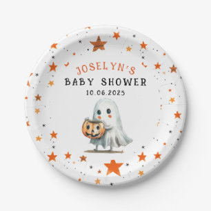 Little BOO Star Pattern Halloween Baby Shower Paper Plates
