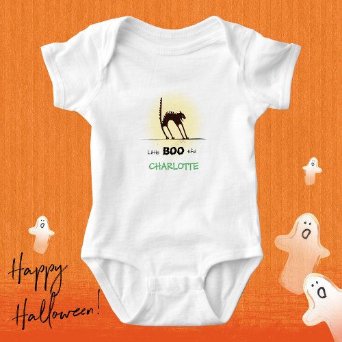  Little BOO_tiful Name Scary Cat Halloween  Baby Bodysuit