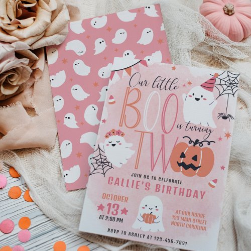 Little Boo Turning Two Birthday Invitation