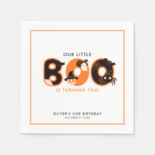 Little Boo Turning Two Border Halloween birthday Napkins