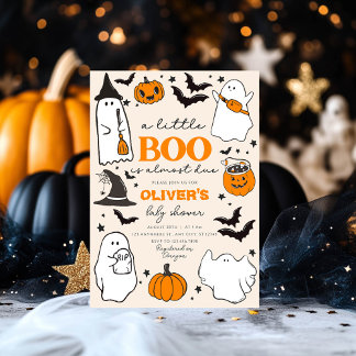 Little Boo Vintage Halloween Baby Shower Invitation
