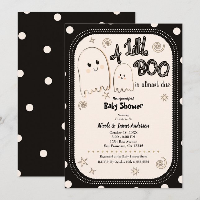 Little BOO Whimsical Ghost Halloween Baby Shower   Invitation (Front/Back)