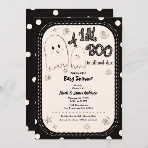 Little BOO Whimsical Ghost Halloween Baby Shower   Invitation