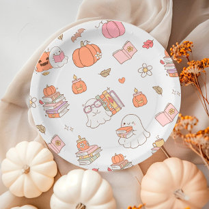 Little Boo White Whimsical Books Baby Shower Paper Plates