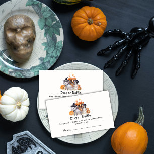 Little Boo Witch Cat Diaper Raffle Baby Shower  Enclosure Card