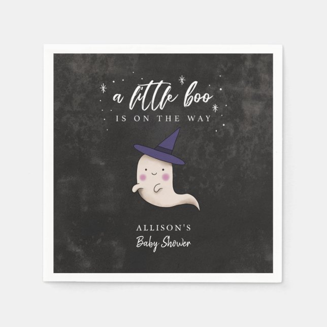 Little Boo Witch Ghost Baby Shower Napkins (Front)