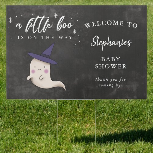 Little Boo Witch Ghost Halloween Baby Shower Yard Sign