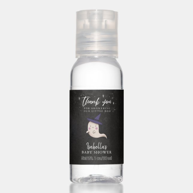Little Boo Witch Halloween Baby Shower Hand Sanitizer (Front)