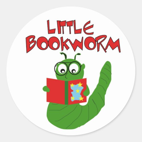 Little Book Worm Classic Round Sticker