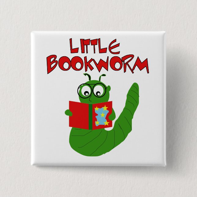 Little Book Worm Pinback Button (Front)