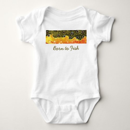 Little Born to Fish Brook Trout Fly Fisherman Baby Bodysuit