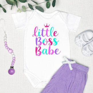"Little Boss Babe" Colorful Baby Bodysuit