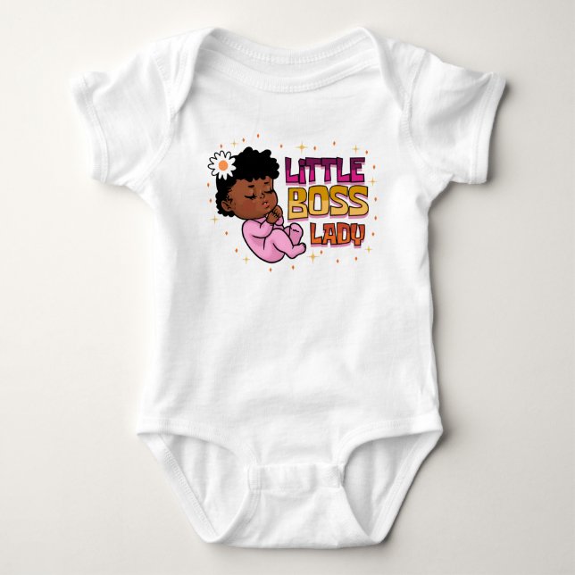 Little Boss Lady Melanin Black Baby Girl Infant Bodysuit (Front)