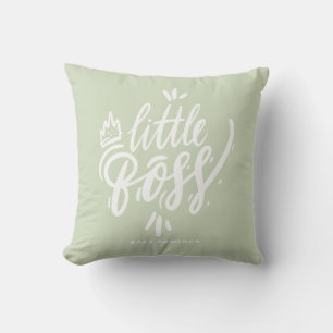 Little Boss Modern Calligraphy Mint Green Throw Pillow