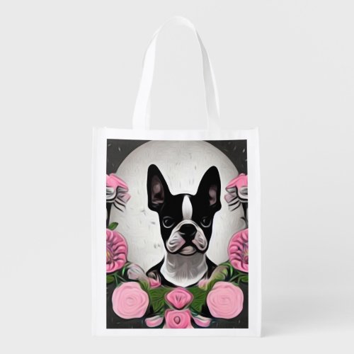 Little Boston Terrier Grocery Bag