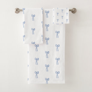 Little Bow Blue Coastal Bathroom Something Blue Bath Towel Set